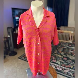 Zara Oversized Pink and Orange Patterned Shirt